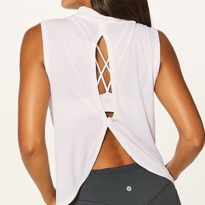 lululemon open-back white tank